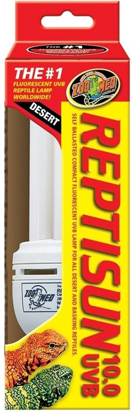 Zoo Med ReptiSun 10.0 Compact Fluorescent 26W β UVB Lamp voor Woestijnreptielen